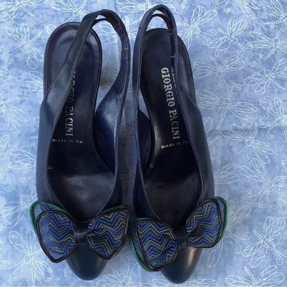 Giorgio Pacini Vintage Bow Slingback Pumps Made in Italy - Picture 1 of 8
